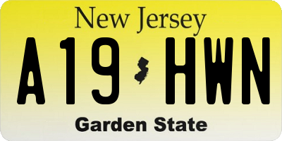 NJ license plate A19HWN