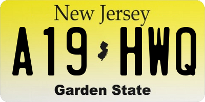 NJ license plate A19HWQ