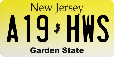 NJ license plate A19HWS