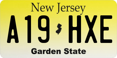 NJ license plate A19HXE