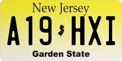 NJ license plate A19HXI