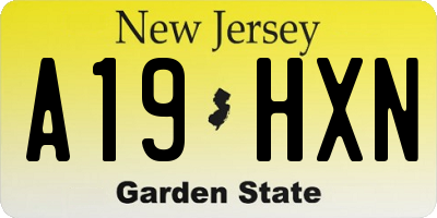 NJ license plate A19HXN