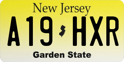 NJ license plate A19HXR