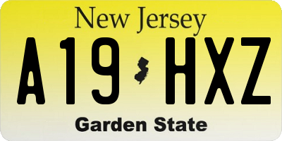 NJ license plate A19HXZ