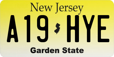 NJ license plate A19HYE
