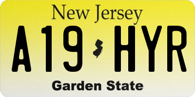 NJ license plate A19HYR