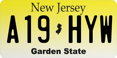 NJ license plate A19HYW