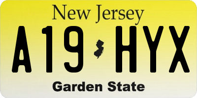 NJ license plate A19HYX