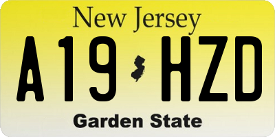 NJ license plate A19HZD