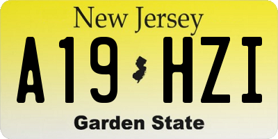 NJ license plate A19HZI