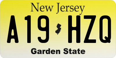 NJ license plate A19HZQ