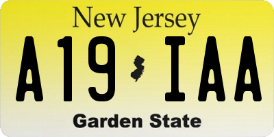 NJ license plate A19IAA