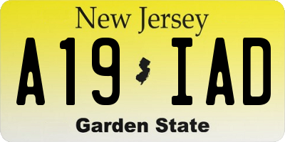 NJ license plate A19IAD