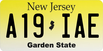 NJ license plate A19IAE
