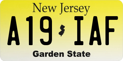 NJ license plate A19IAF