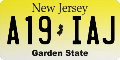 NJ license plate A19IAJ