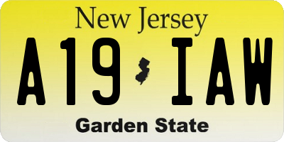 NJ license plate A19IAW