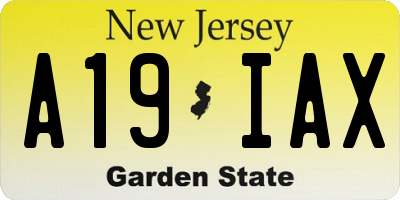 NJ license plate A19IAX