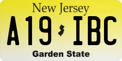 NJ license plate A19IBC