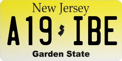 NJ license plate A19IBE