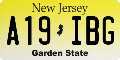 NJ license plate A19IBG
