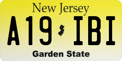 NJ license plate A19IBI