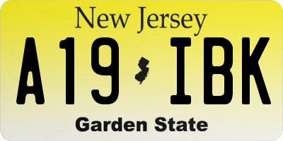 NJ license plate A19IBK