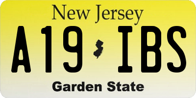 NJ license plate A19IBS