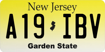 NJ license plate A19IBV