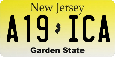 NJ license plate A19ICA