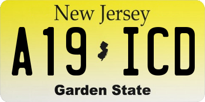 NJ license plate A19ICD