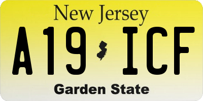 NJ license plate A19ICF