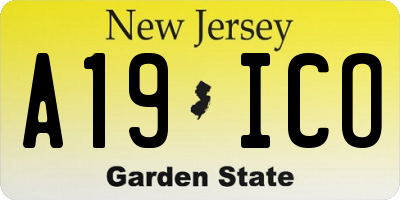 NJ license plate A19ICO