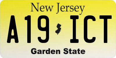 NJ license plate A19ICT