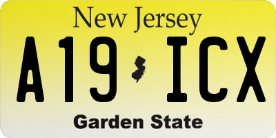 NJ license plate A19ICX