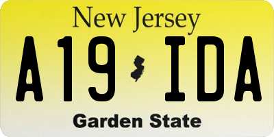 NJ license plate A19IDA