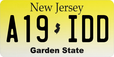 NJ license plate A19IDD