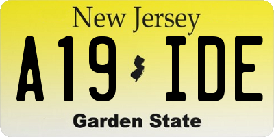 NJ license plate A19IDE