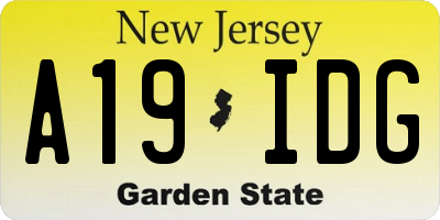 NJ license plate A19IDG