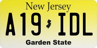 NJ license plate A19IDL