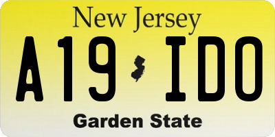 NJ license plate A19IDO