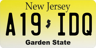 NJ license plate A19IDQ