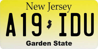 NJ license plate A19IDU