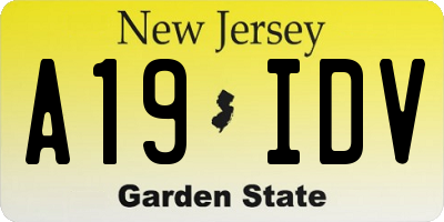 NJ license plate A19IDV