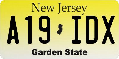 NJ license plate A19IDX