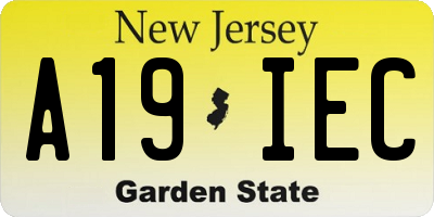 NJ license plate A19IEC