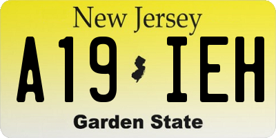 NJ license plate A19IEH