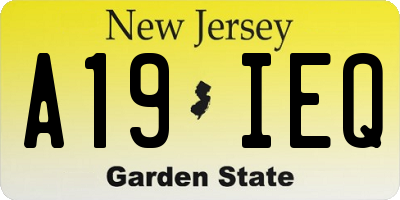 NJ license plate A19IEQ