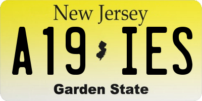NJ license plate A19IES