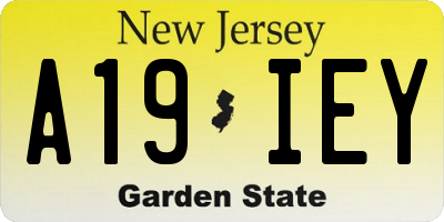 NJ license plate A19IEY